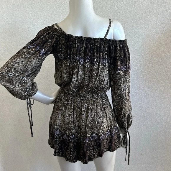 Free People So Divine Off The Shoulder Romper Midnight XS - Picture 8 of 9